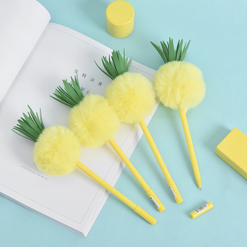 Pineapple Gel Pen Fuzzy Ball Shaped Creative Pen