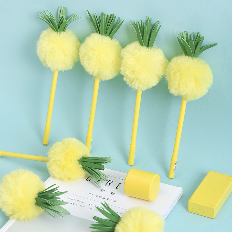 Pineapple Gel Pen Fuzzy Ball Shaped Creative Pen