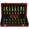 High-end Chess Gift Box with Metal Pieces and Wooden Chessboard Retro European-style Decor