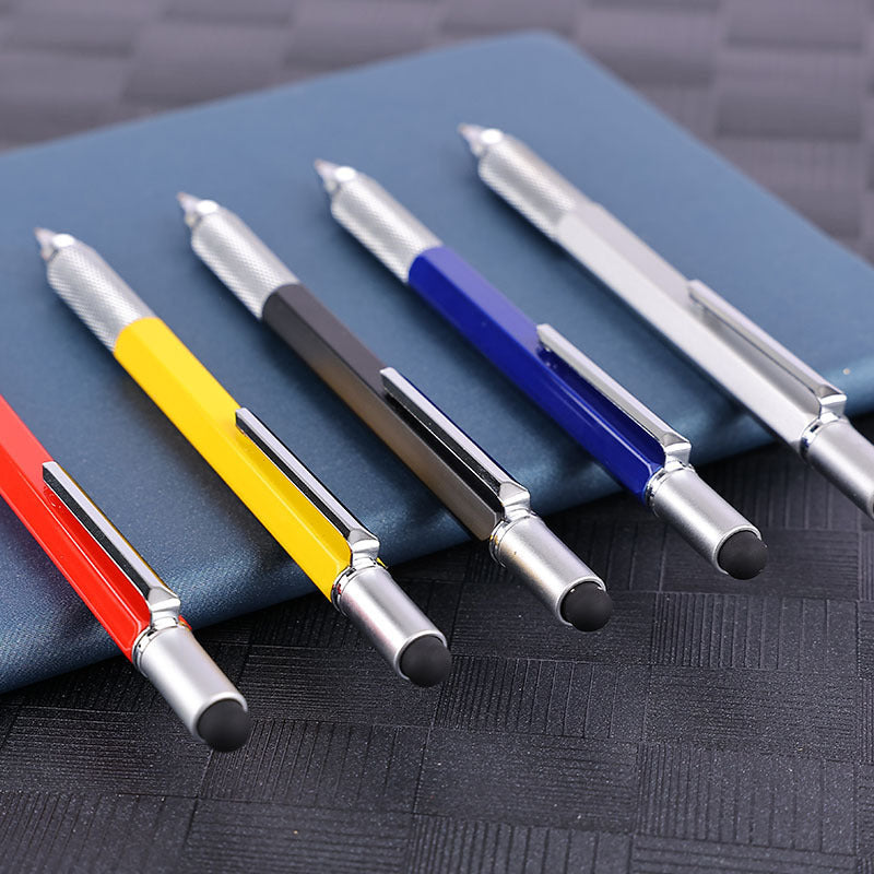 6-in-1 Multifunctional Ballpoint Pen with Ruler, Screwdriver and Capacitor Tip