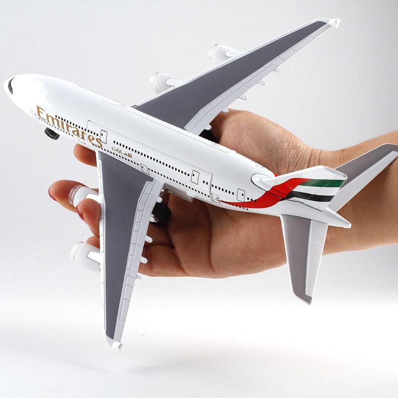9-inch Large Alloy Airplane Emirates Airlines Boeing 787 Large Passenger Plane with Sound Light and Friction Power