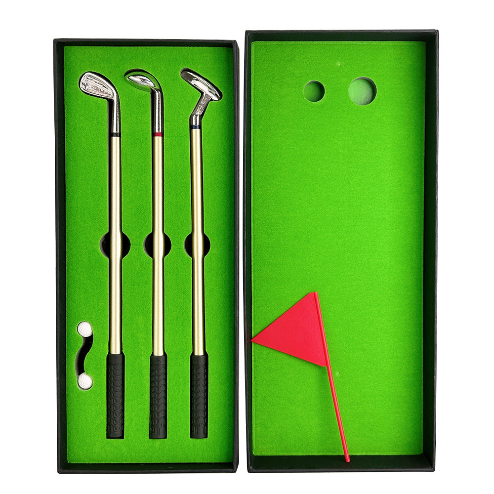 Simulation Set Golf Mini New Desktop Pen Creative Gift Practice Range Ballpoint Pen