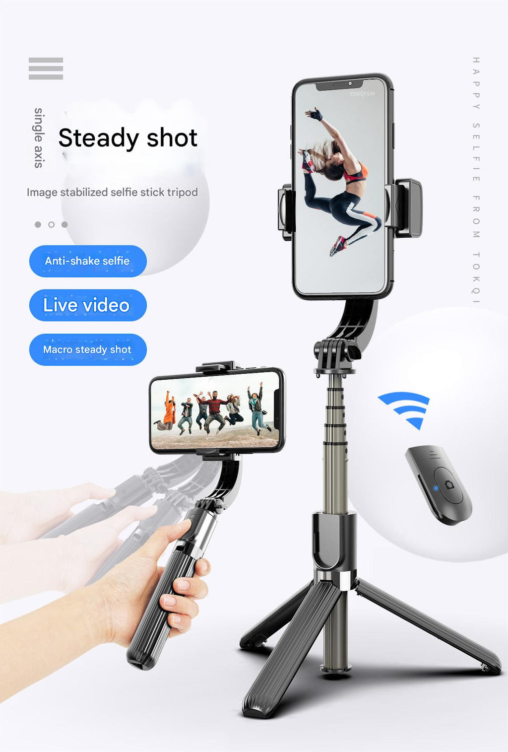 Mobile Phone Stabilizer Anti-Shake Handheld Tripod Selfie Stick Vertical Shooting Stable Shooting