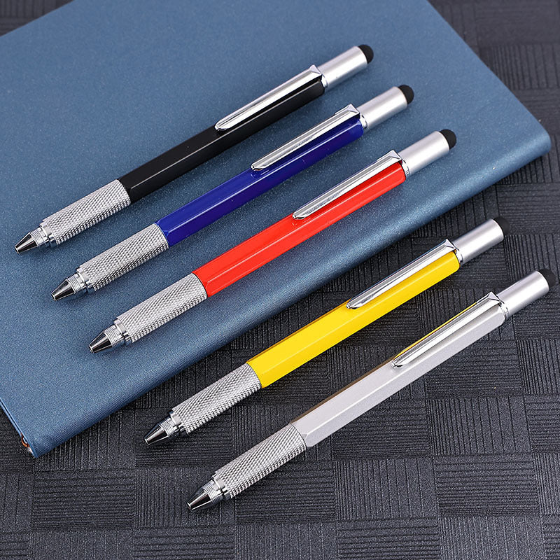6-in-1 Multifunctional Ballpoint Pen with Ruler, Screwdriver and Capacitor Tip