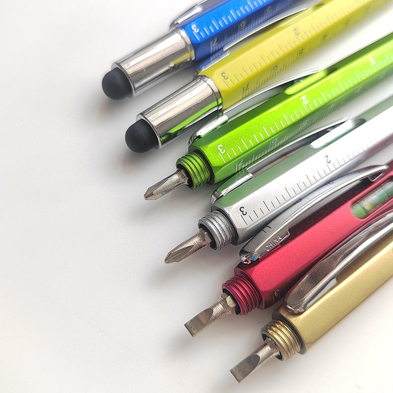 6-in-1 Multifunctional Ballpoint Pen with Ruler, Screwdriver and Capacitor Tip