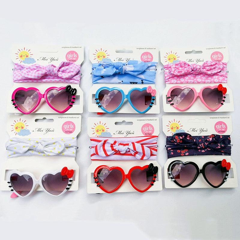 Little Princess Heart Sunglasses & Bow Headband Set
