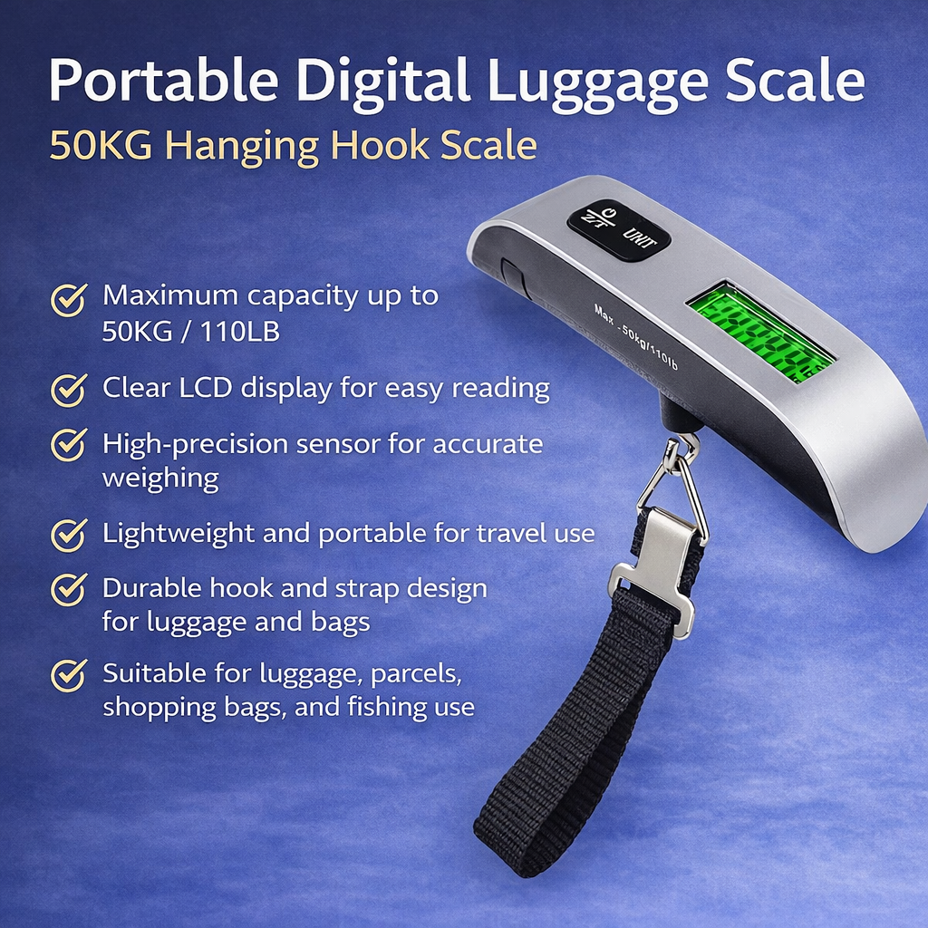 Portable Digital Luggage Scale 50KG Hanging Hook Scale