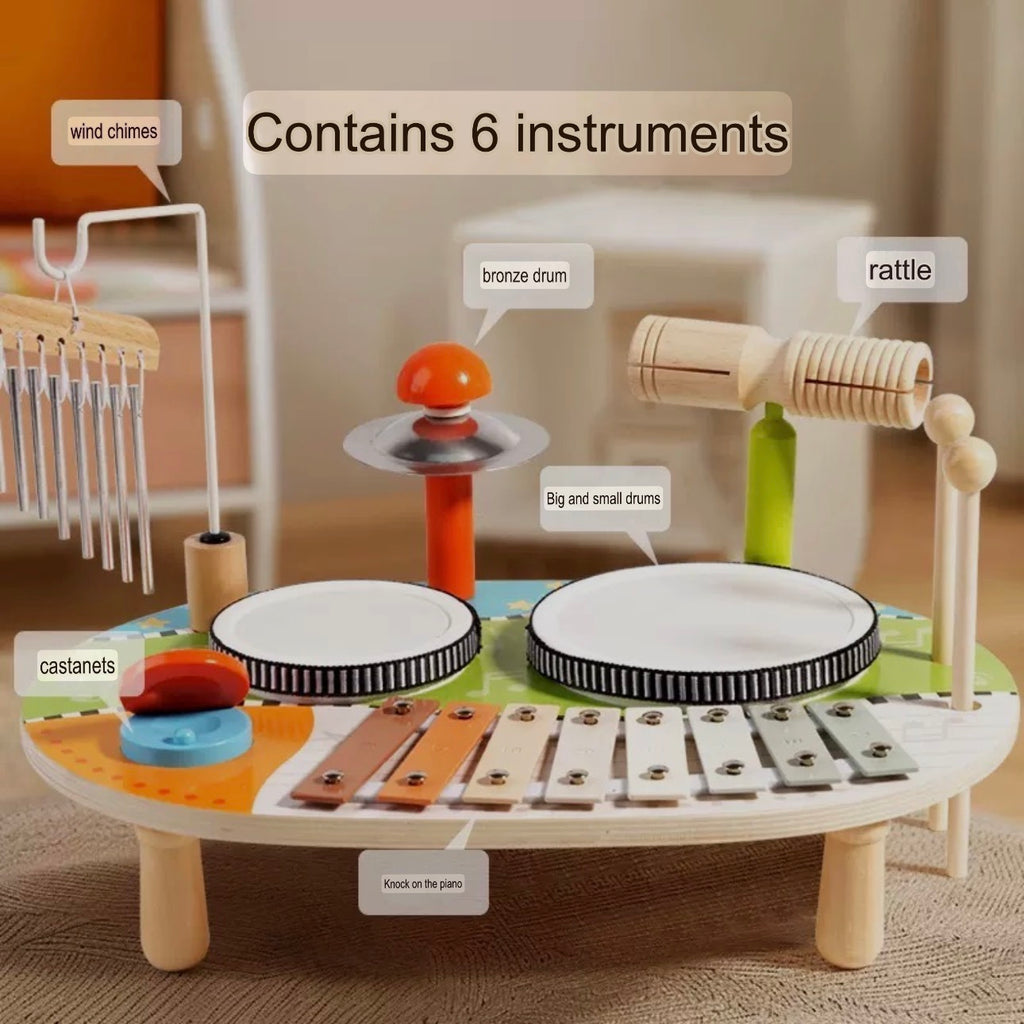 Wooden Multifunctional Drum and Percussion Instrument - Children's Musical Instrument - Wooden