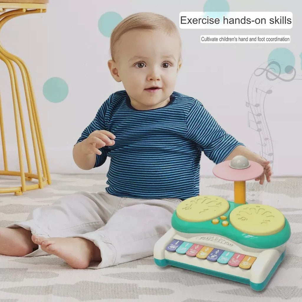 Educational Two-Drum Electronic Keyboard - Children's Musical Instrument - Plastic Drum