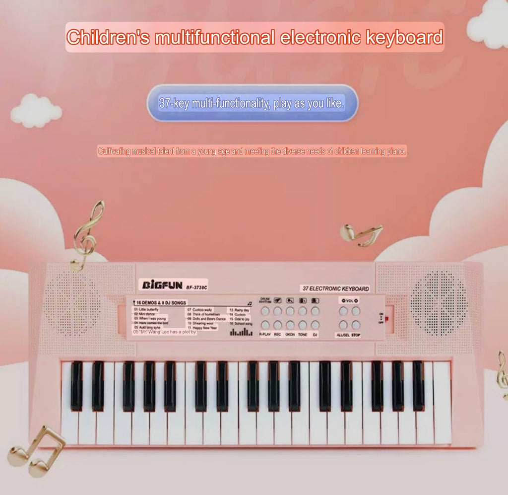 37-Key Color Electronic Keyboard - Children's Musical Instrument - Plastic