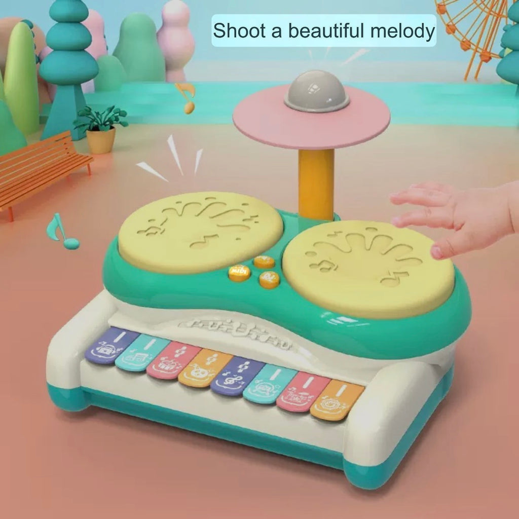 Educational Two-Drum Electronic Keyboard - Children's Musical Instrument - Plastic Drum