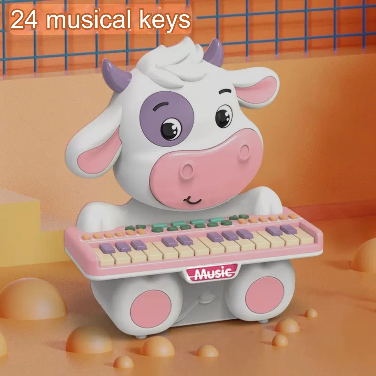 Cute Cow Electronic Keyboard - Children's Musical Instrument - Plastic Electronic Keyboard