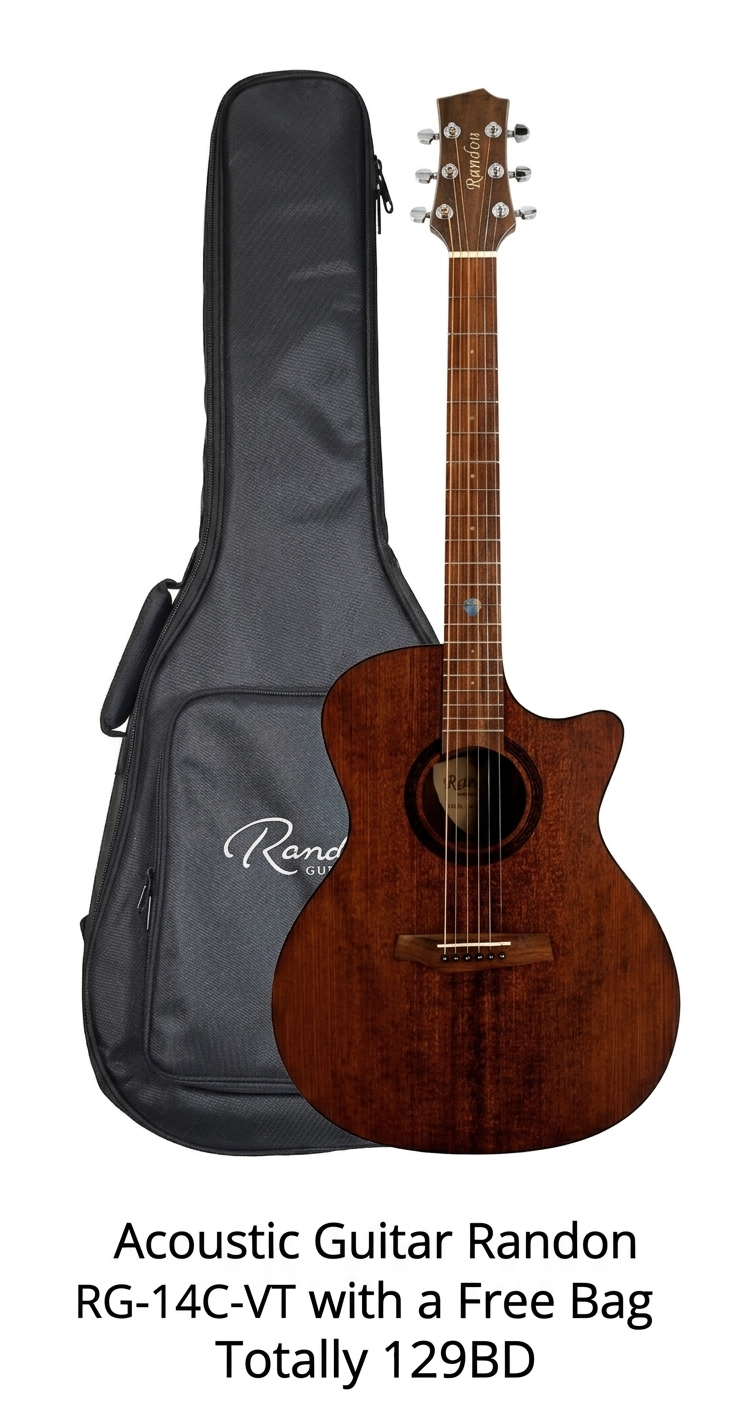 Acoustic Guitar - Randon RG-14C-VT - With a Free Bag - Wood