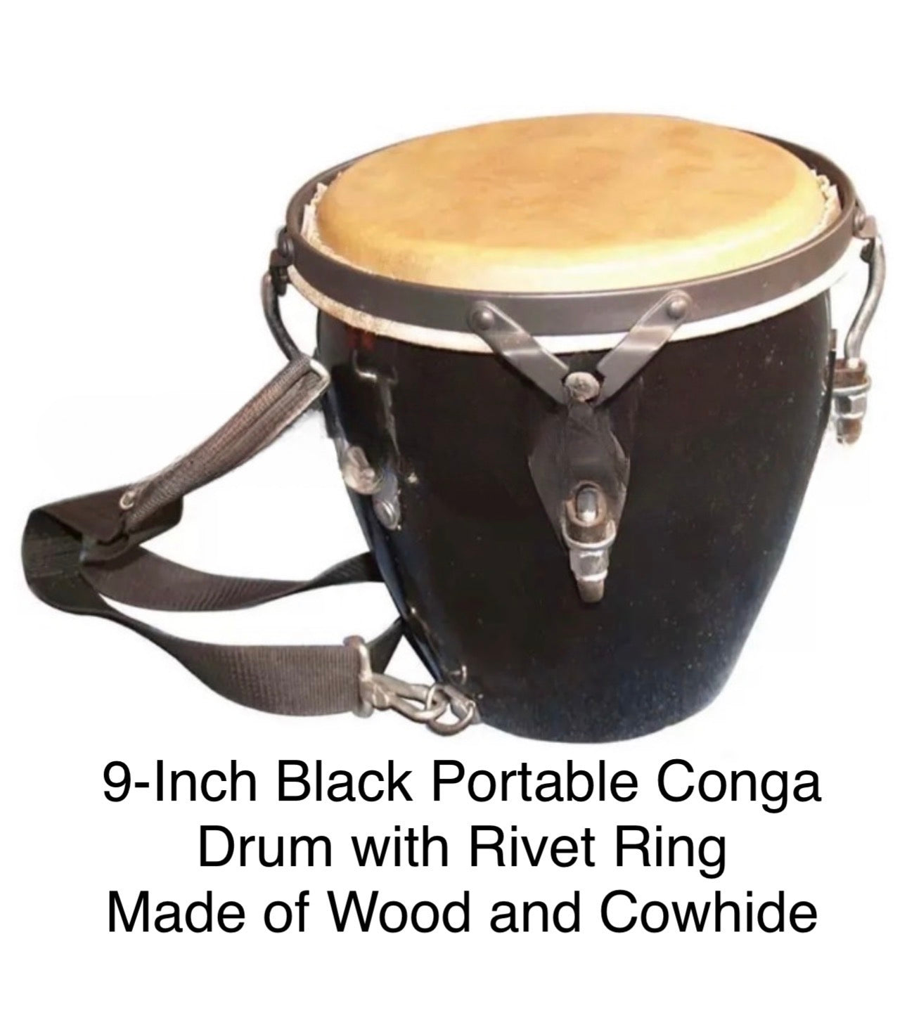 9-Inch Black Portable Conga Drum