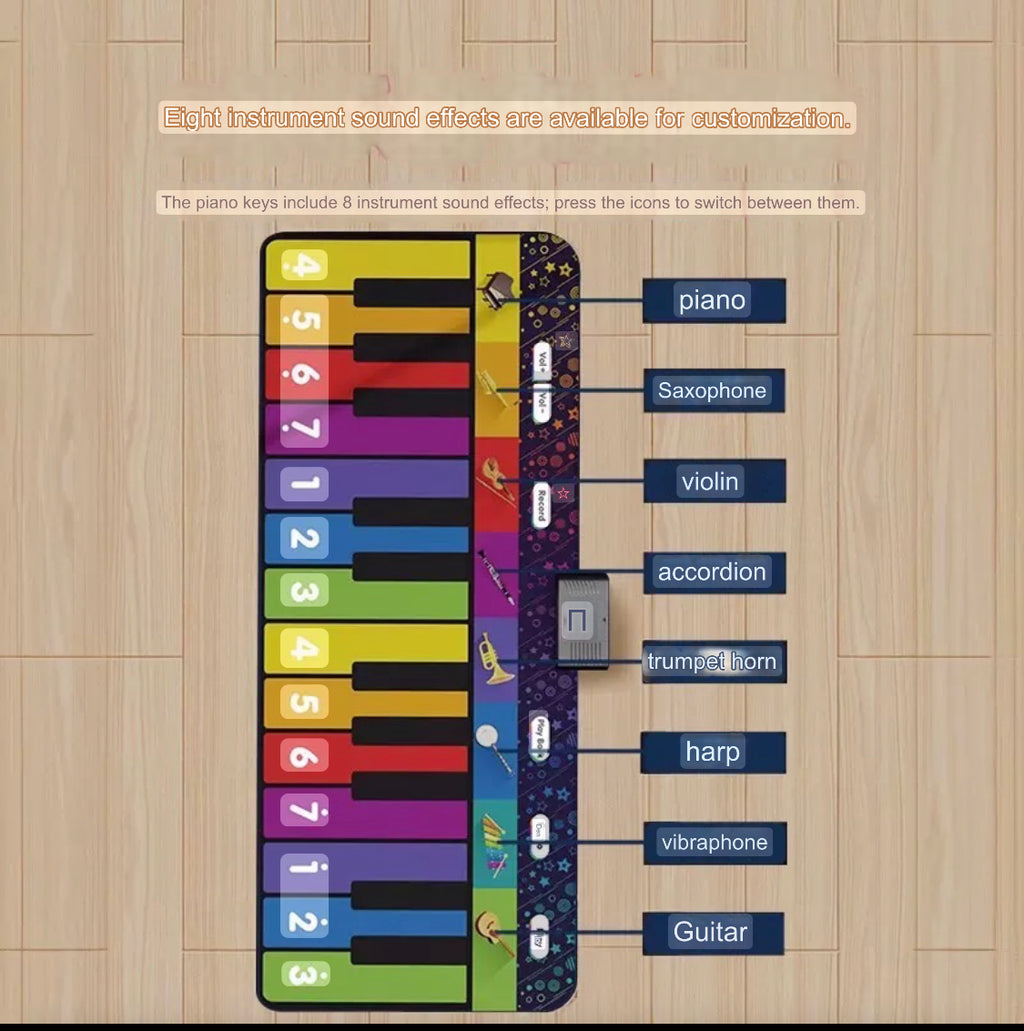 Large Piano Music Mat - Children's Instruments - Colorful