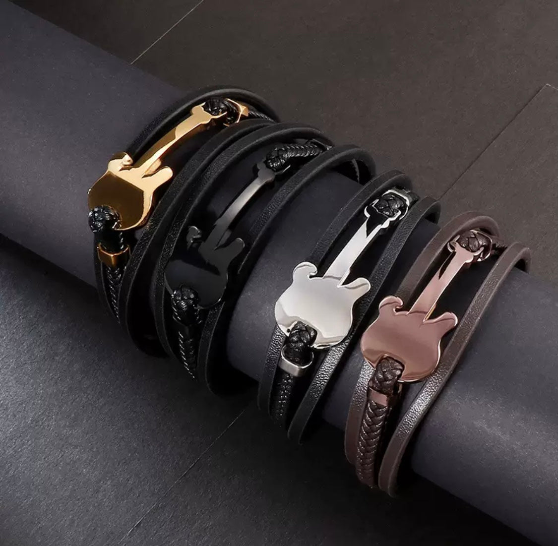 Genuine Leather Titanium Steel Men's Bracelet