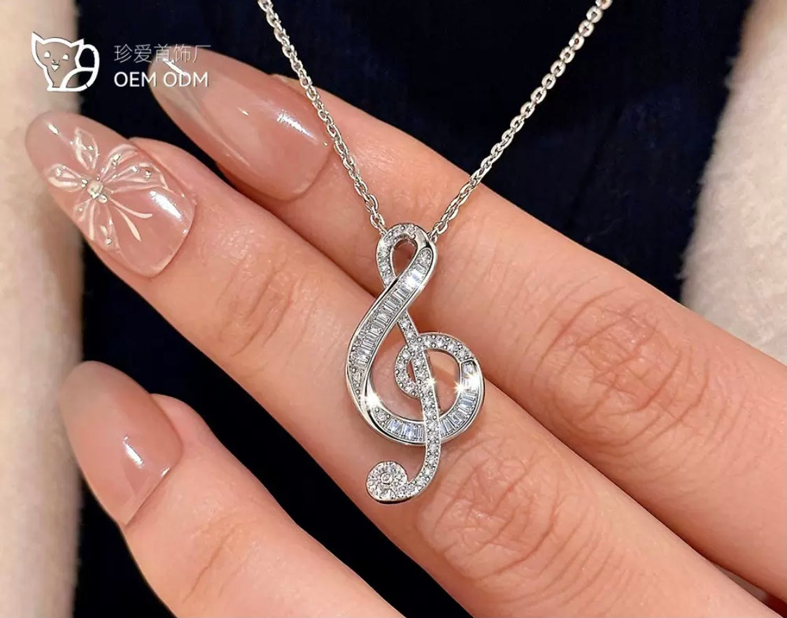 Sterling Silver Musical Note Necklace