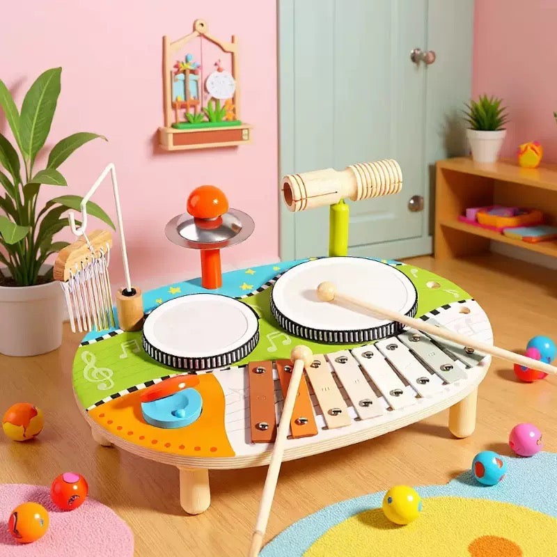 Wooden Multifunctional Drum and Percussion Instrument - Children's Musical Instrument - Wooden