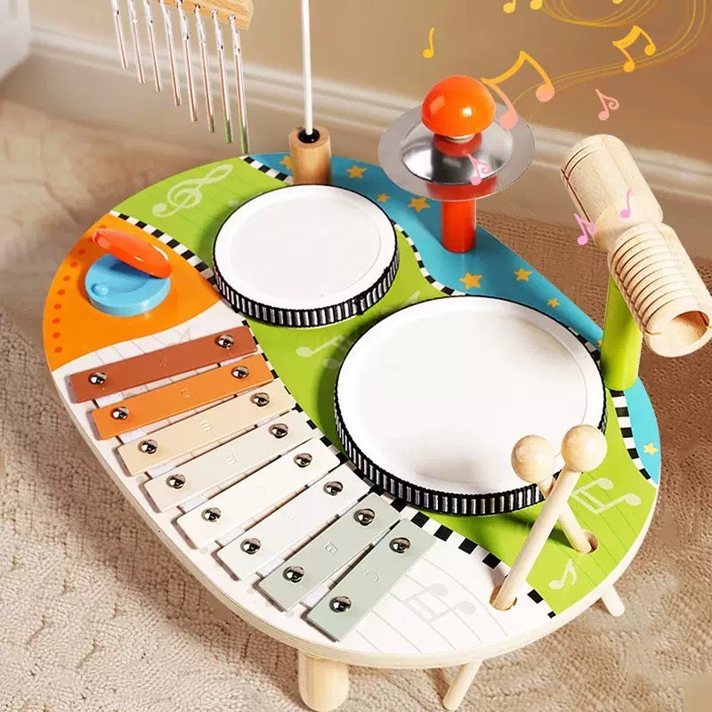 Wooden Multifunctional Drum and Percussion Instrument - Children's Musical Instrument - Wooden
