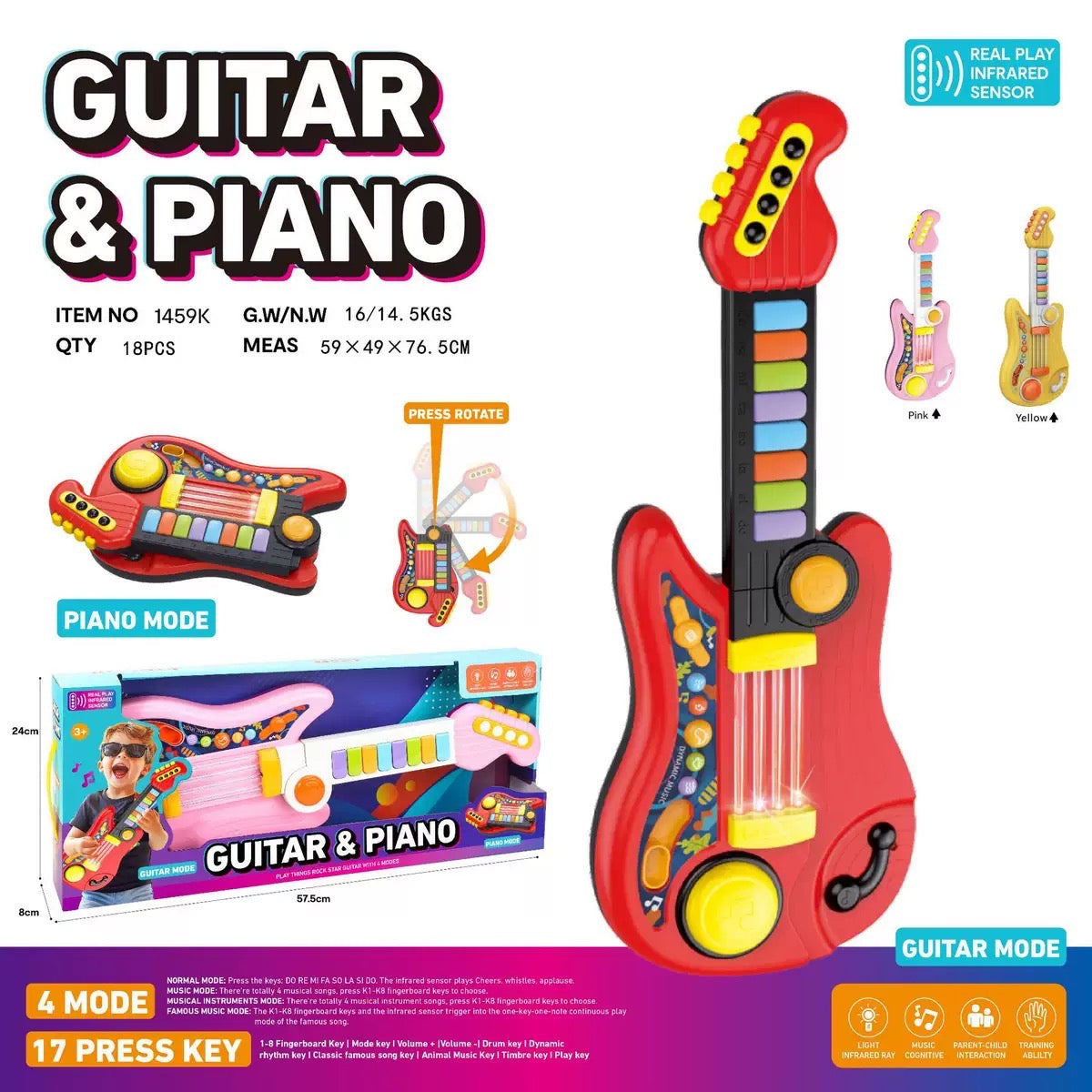 Musical Guitar Toys - Children's Musical Instruments - Plastic