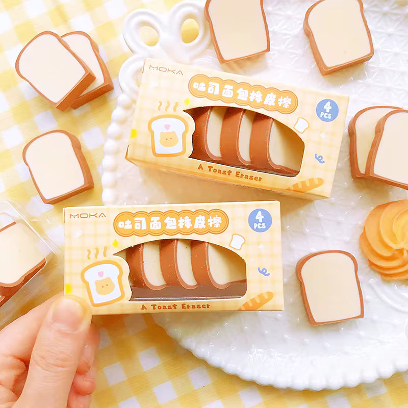 Creative Snack Eraser Set Toast Shape