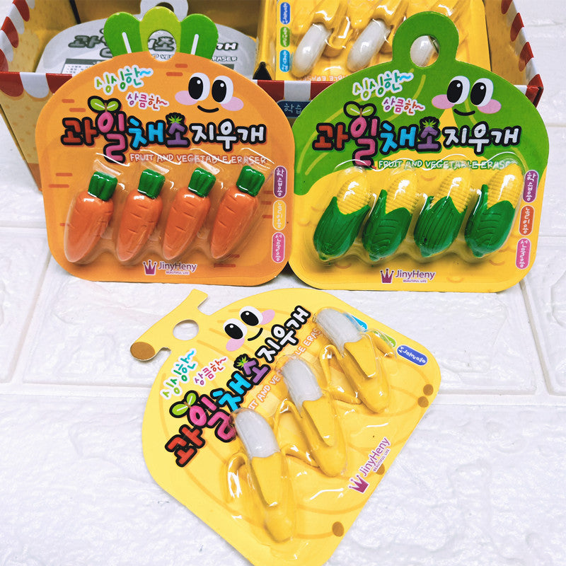 Children's Cartoon Mini Erasers Imitation Fruits and Vegetables