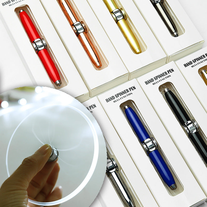 Glowing Flashing Light Finger Stress-Relief Metal Rotating Fidget Spinner Pen