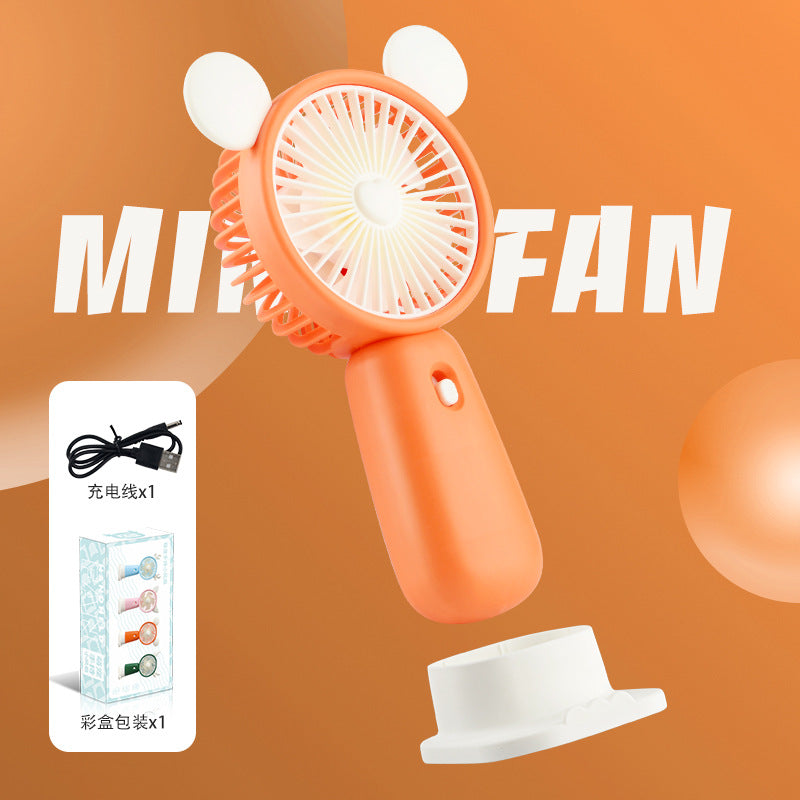 Portable Handheld Mini Fan with Cute Antler Design - USB Rechargeable Pocket Fan with Desktop Base for Office, Travel & Outdoor Cooling