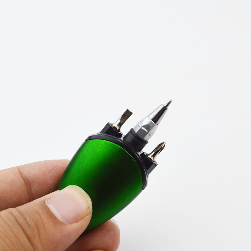Oval Screwdriver Tool Pen Multi-Function Keychain LED Light Pen