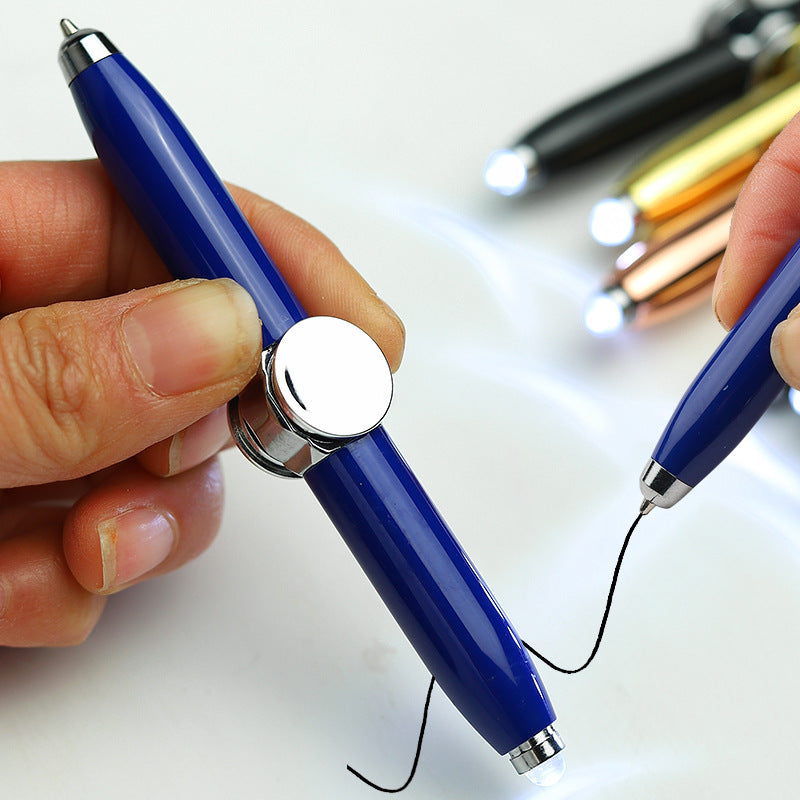 Glowing Flashing Light Finger Stress-Relief Metal Rotating Fidget Spinner Pen