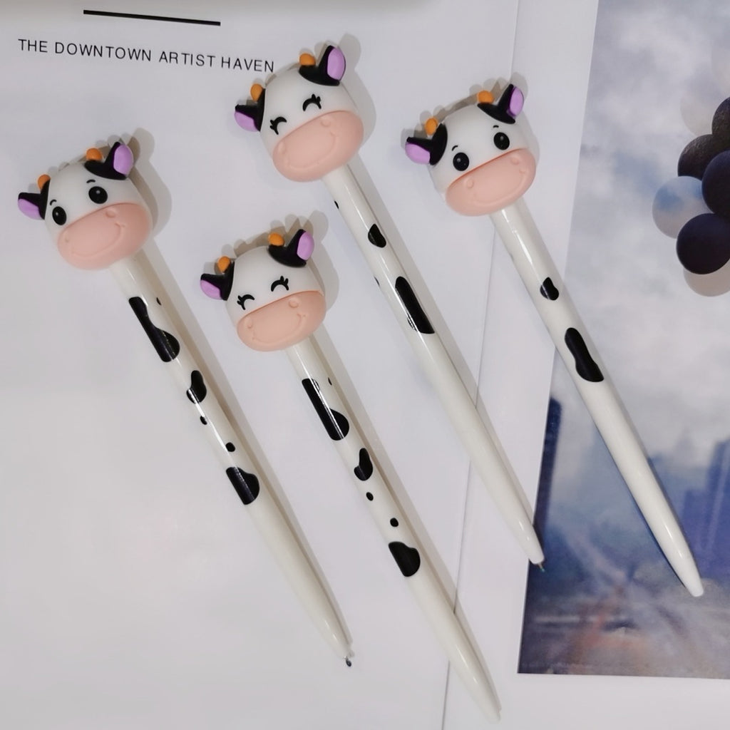 Cow Cartoon Silicone Click Neutral Pen New Style