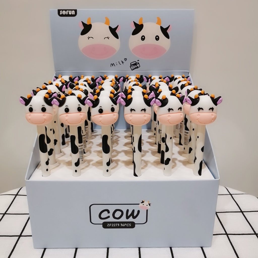 Cow Cartoon Silicone Click Neutral Pen New Style