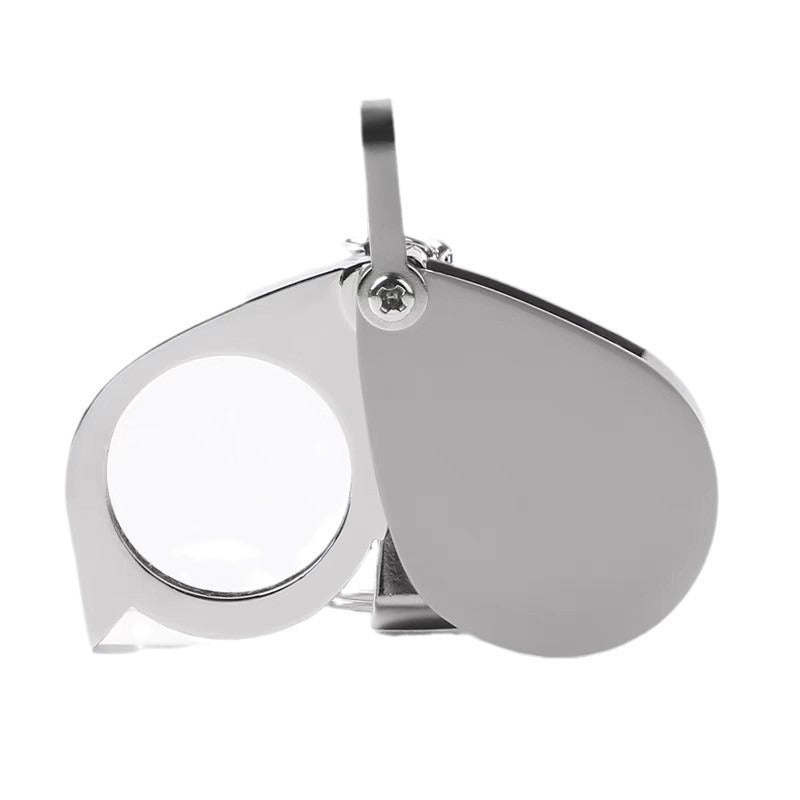 Portable Keychain Handheld Stainless Steel 10x Reading and Identification Magnifying Glass