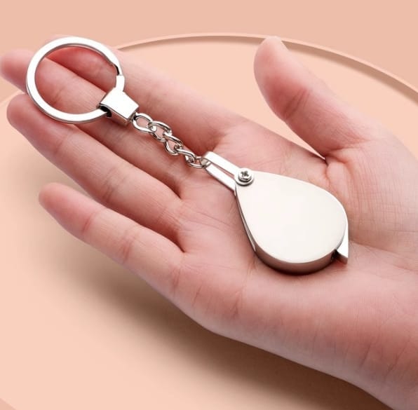 Portable Keychain Handheld Stainless Steel 10x Reading and Identification Magnifying Glass