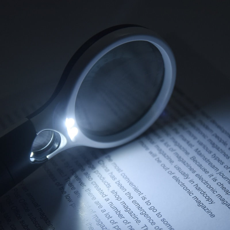 High - definition Handheld Black and White Dual Lens Glass Magnifying Glass with LED
