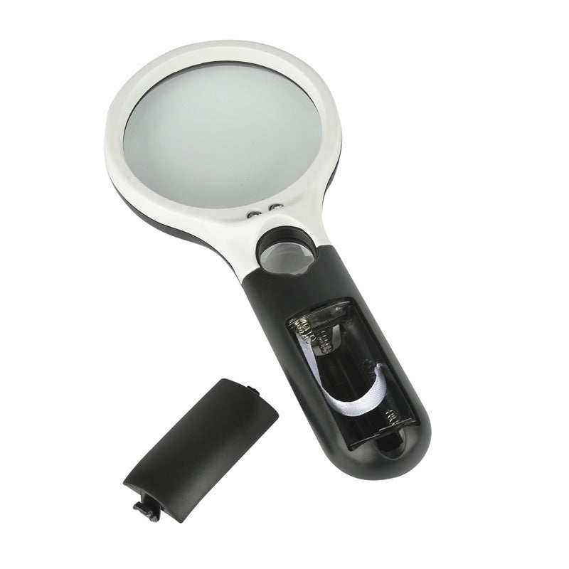 High - definition Handheld Black and White Dual Lens Glass Magnifying Glass with LED