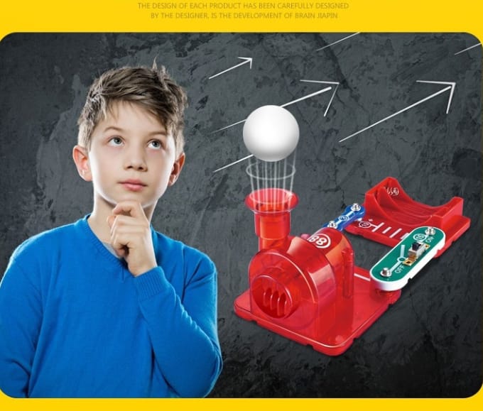 Electronic Building Blocks 3-in-1 Bubble Blower Vacuum Cleaner Floating Ball Air-Powered Physics Toy