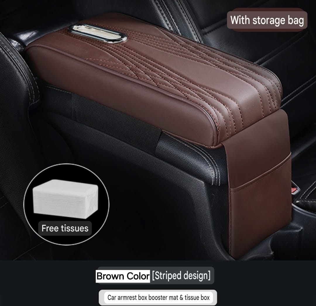 Car Armrest Pad with Tissue Box & Storage Bag