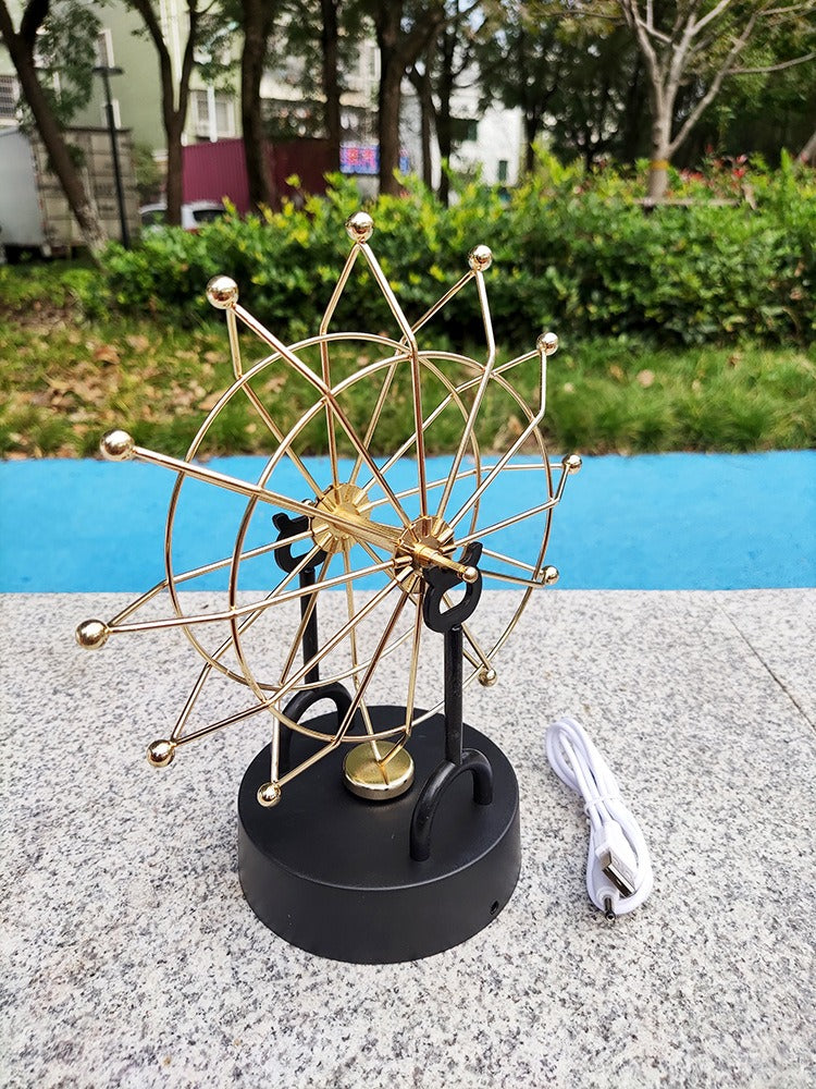 Golden Ferris Wheel Perpetual Motion Device All-Metal Frame Astronomical Instrument