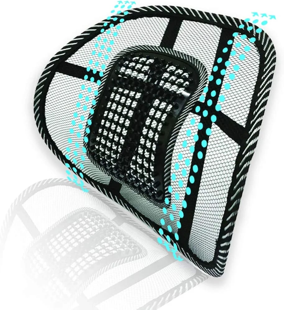 Car Seat Chair Massage Back Lumbar Support Mesh Ventilated Cushion Pad Black