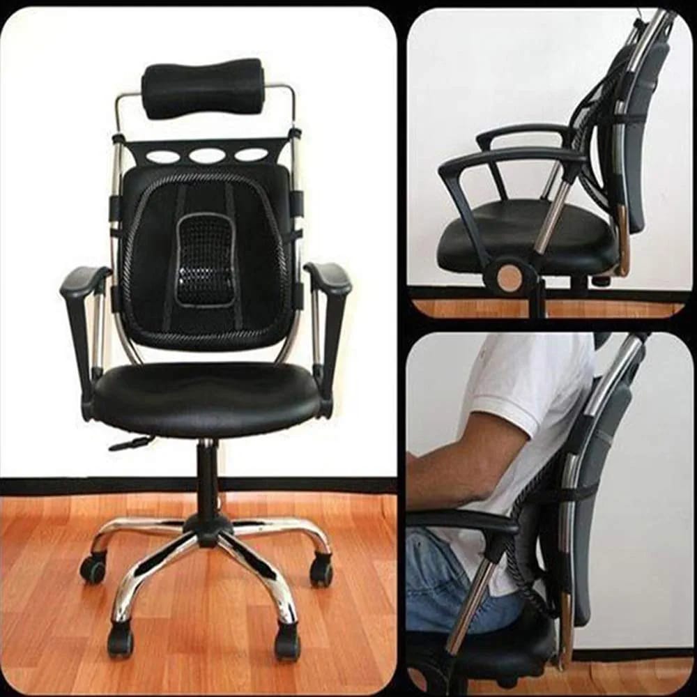 Car Seat Chair Massage Back Lumbar Support Mesh Ventilated Cushion Pad Black