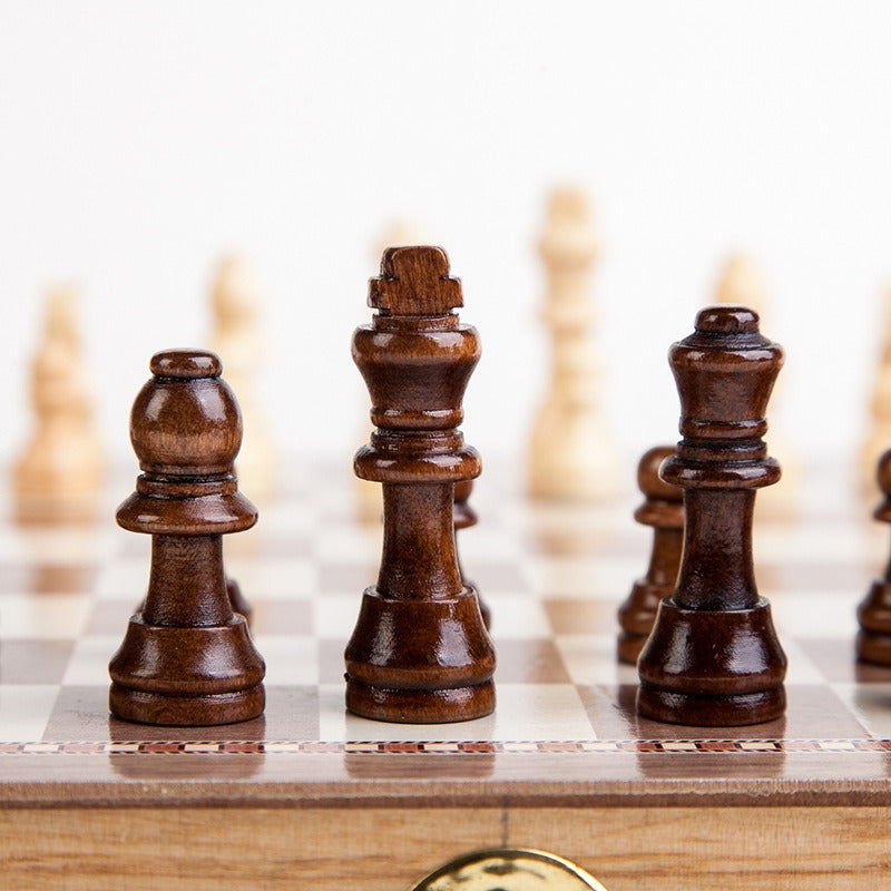 3-in-1 International Chess Wooden 30*30 Foldable Chess International Chess Export Wooden Chess