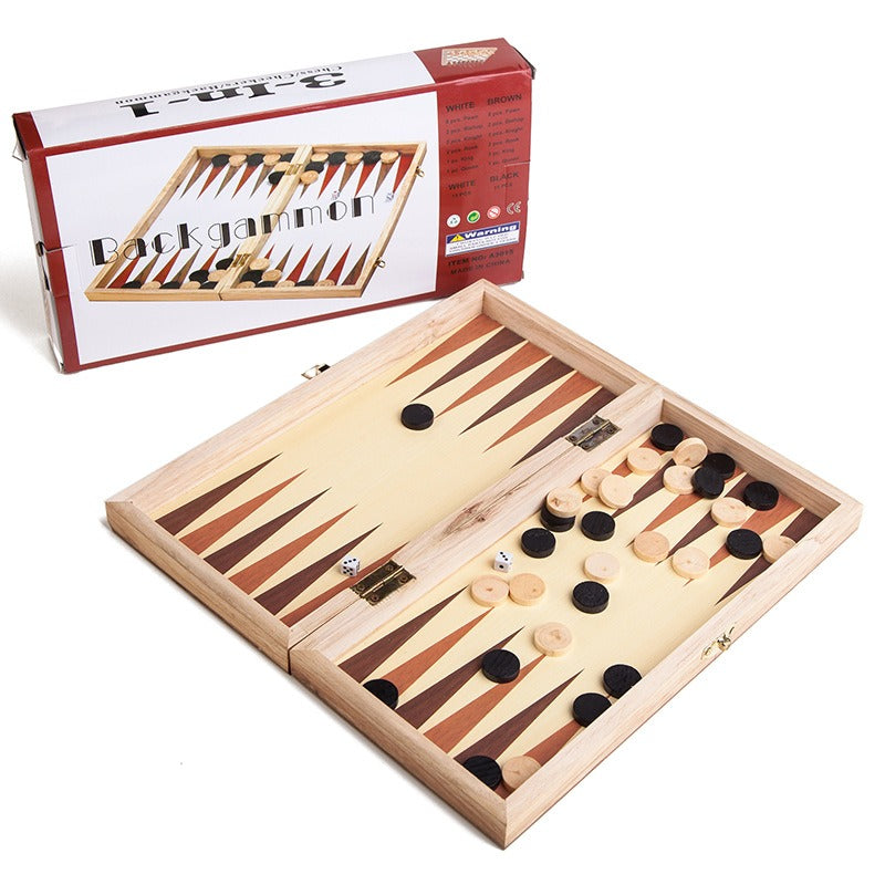 3-in-1 International Chess Wooden 30*30 Foldable Chess International Chess Export Wooden Chess