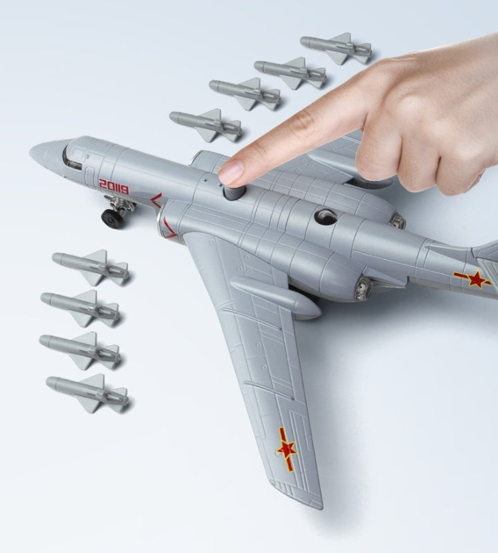 Bomber Simulation Bomb-throwing Rebound Sound and Light Alloy Model Toy
