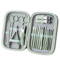 Professional 16 - Piece Stainless Steel Manicure & Pedicure Set - Mint Green Edition