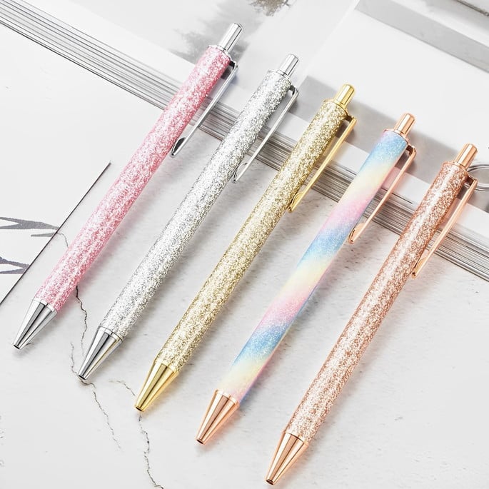 Gold Glitter Ballpoint Pen with Black Ink