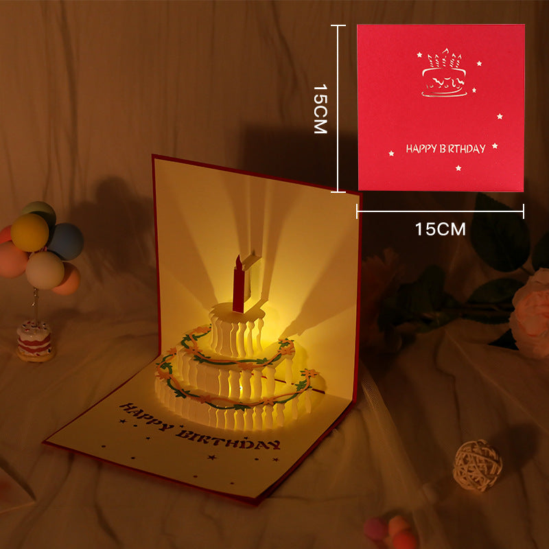 Gift Card 3D Pop Card Birthday Music and Light and Record Surprise Gift