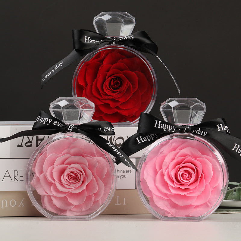 Preserved Real Rose Flower in Crystal Bottle – Eternal Gift