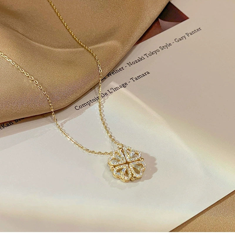 Necklace Four-Leaf Flower Magnetic can Change Different Style