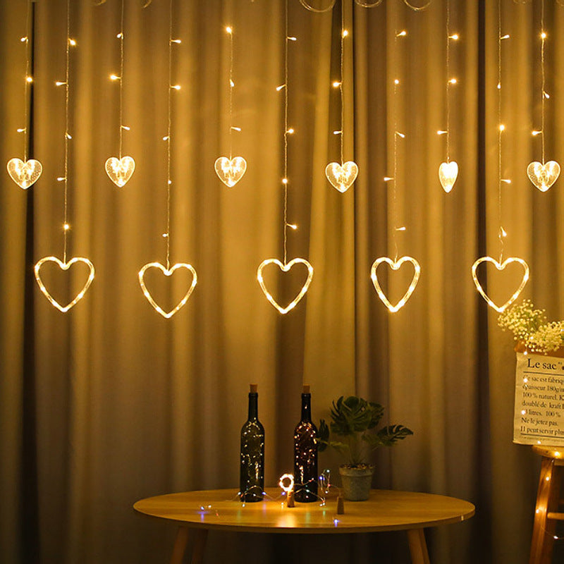 LED Fairy Curtain Lights Big & Small Heart Warm Color